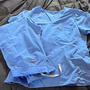 Figs Classic Blue Scrub Top
